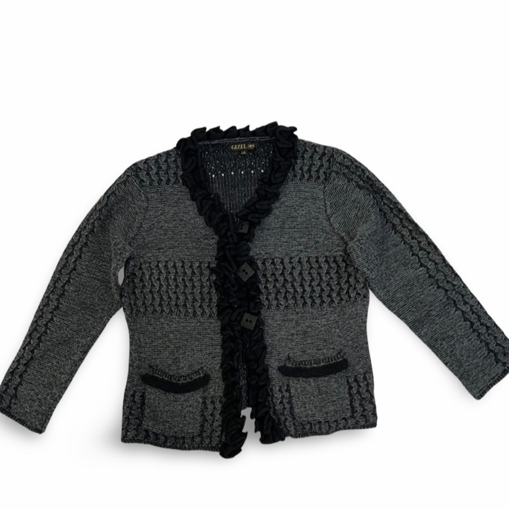 Gizel black gray cardigan size large